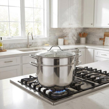 Vapore Stainless Steel Steamer with Lid, Mirror Finish