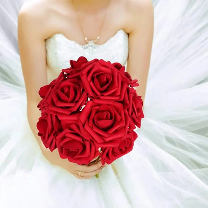 Artificial Red Roses with Stems – Realistic Decorative Set