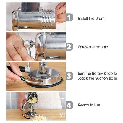Rotary Vegetable Grater – 5 Blade Manual Slicer Shredder