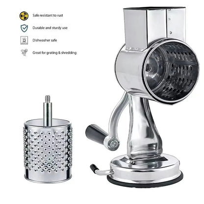 Rotary Vegetable Grater – 5 Blade Manual Slicer Shredder